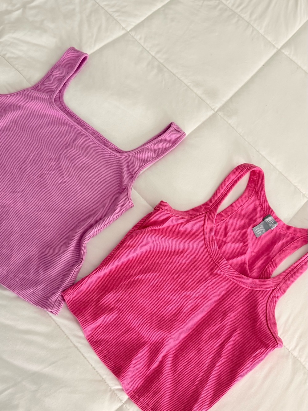 Tilly's Girls' Ribbed Tank Tops - Bright Pink & Light Purple